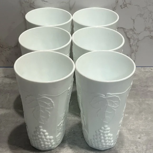 Indiana Glass Colony Harvest Milk Glass Tumbler white set of 6 vintage - Picture 4 of 11